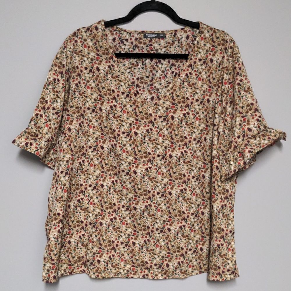 Shein V Neck Short Sleeve Blouse